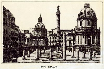 ローマ：トラヤン・フォーラム（リトグラフ 作： Italian School