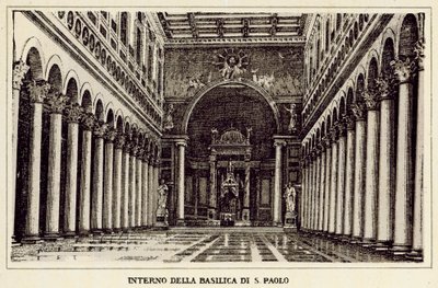 ローマ：セント・ポール寺院の内部（リトグラフ 作： Italian School