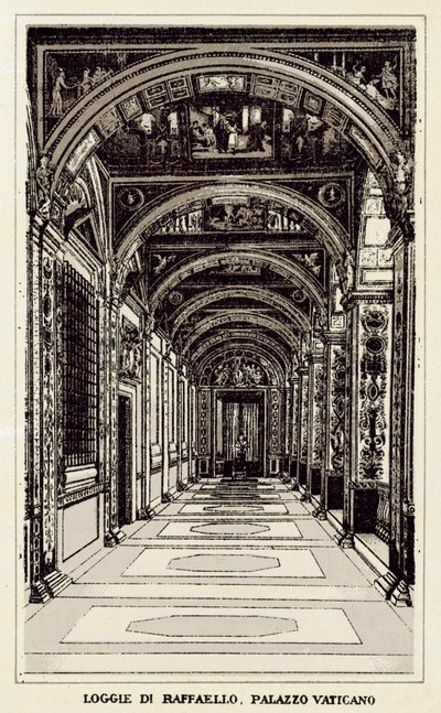 ローマ：Loggie Di Raffaello、ヴァチカン宮殿（リトグラフ 作： Italian School