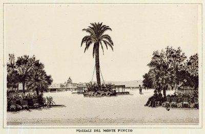 ローマ：Piazzale Del Monte Pincio (litho) 作： Italian School