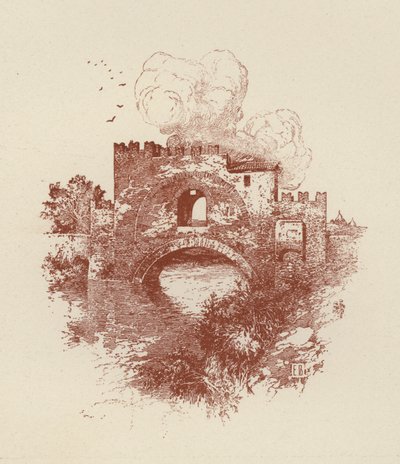 ローマ、ノメンターノ橋（リトグラフ） 作： Italian School