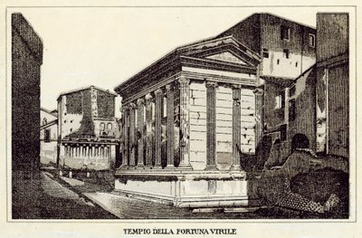 ローマ：乙女の幸運の神殿（リトグラフ 作： Italian School
