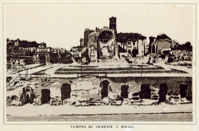 ローマ：ヴィーナスの神殿とローマ（リトグラフ 作： Italian School