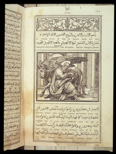 福音書記者聖ルカ、アラビア語で書かれた聖書、ローマ 作： Italian School