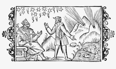 1555年にローマで出版されたオラウスマグナス（1490-1558）によるGentibusseptentrionalibusの物語からの占いのシーン 作： Italian School