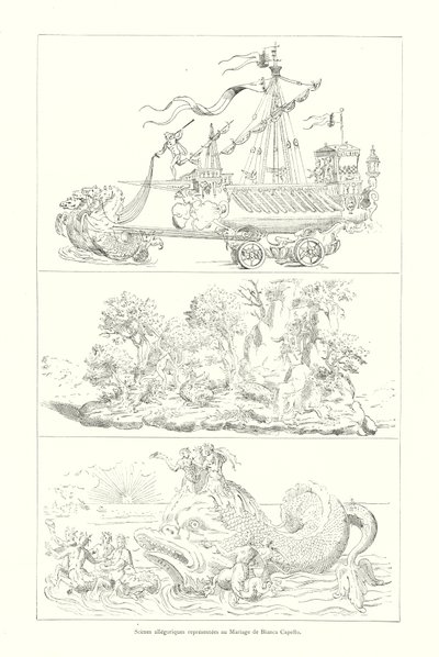 Scenes allegoriques representees au Mariage de Bianca Capello (e.g. engraving) 作： Italian School