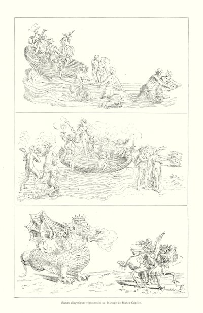 Scenes allegoriques representees au Mariage de Bianca Capello (e.g. engraving) 作： Italian School
