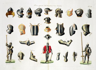 ラゴによって刻まれた騎士の鎧の別片、The History of the Nationsのプレート15 作： Italian School