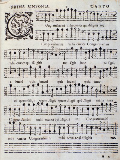 Adriano BanchieriによるCanzoni alla franceseの中のConcerto 5の楽譜です。 作： Italian School