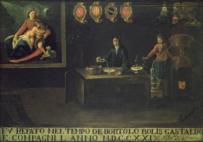 ヴェネツィアの薬剤師ギルドのサイン、1729年（パネル） 作： Italian School