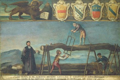 ヴェネツィア製材所労働者組合のサイン、1445（パネル） 作： Italian School