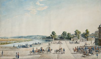 1815 年 7 月 3 日、サン クルー城でのパリ降伏調印 (水彩) 作： Italian School