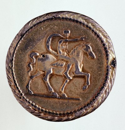フェラーラ（Ferrara）の銀貨（テストーネ）：エルコーレ1世デステ公爵（ヘラクレス1世デステ）の時代（1471-1505）。Diam 3 cm ローマ、イタリア国立博物館 作： Italian School