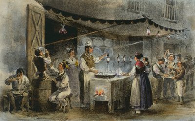 イタリア・ナポリのスパゲッティ行商人 作： Italian School