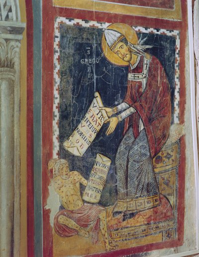 聖グレゴリー大王、ヨブを足元にした聖グレゴリー礼拝堂、c.1224 作： Italian School