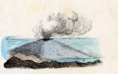 蒸したり休んだりする火山、リトグラフィー コルベッタ、ミラノ 作： Italian School