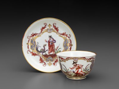 茶碗とソーサー、1755年頃（軟磁性磁器 作： Italian School