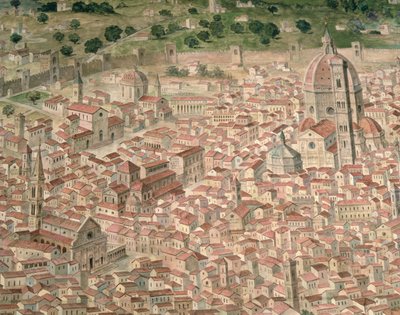 フィレンツェのパノラマを示す「カルタ デッラ カテナ」 作： Italian School