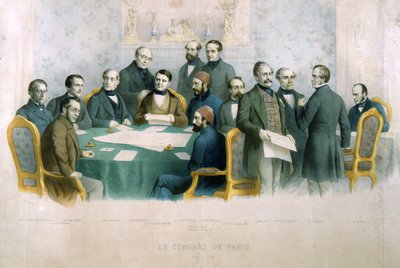 1856年3月のパリ議会、イタリアの歴史のイラスト 作： Italian School