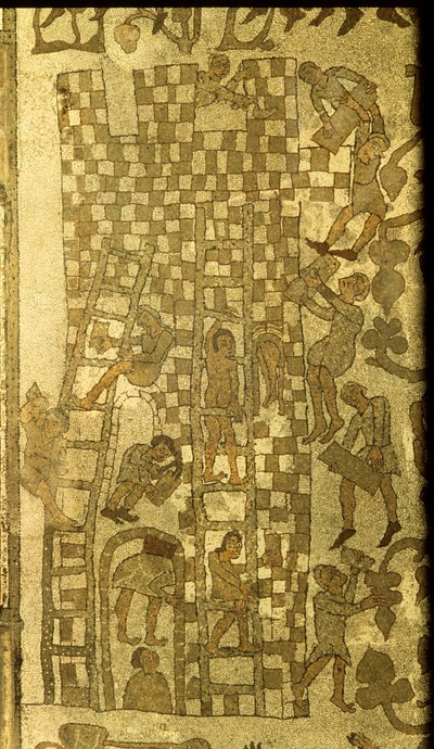 バベルの塔の建設、1166年（モザイク） 作： Italian School