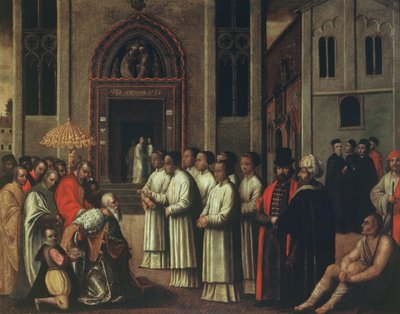 ドージェジアーニが1172年にカリタで教皇アレクサンドル3世（1105-81）に会います 作： Italian School