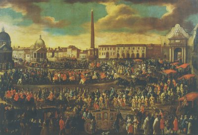 ローマ大使、ピザデルポポロの入場 作： Italian School