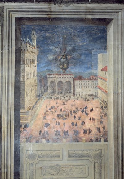 シニョーリア広場の花火、1560年頃 作： Italian School