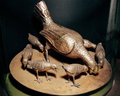 テオドリンダ女王（d.628）によって大聖堂に贈られた黄金の鶏と彼女の雛（銀の金箔） 作： Italian School