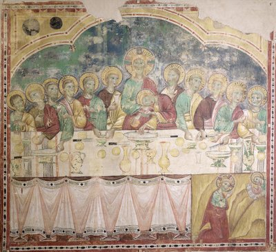 最後の晩餐と庭の苦悶、1300年頃（フレスコ画がキャンバスに転送） 作： Italian School