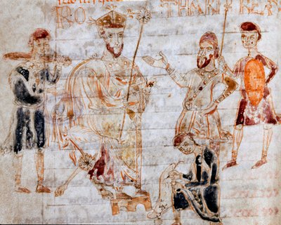 ロンバルディア王Rothari（またはRotari）（652年没）は、643年11月22日にパヴィアに向けて編集したものを発表した。 Rothari王が設立したロンバルディア王国の法律を記した写本（ms.4）「Codex Legum Longobardorum」（またはLangobardorum）のページ 作： Italian School