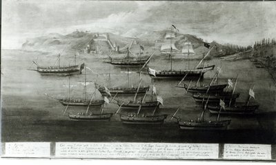 1756年にドゥラッツォでトルコ海賊に対してイヴァノヴィッチダダブロタ船長が率いたヴェネツィア艦隊 作： Italian School