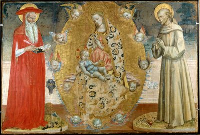 聖母子と聖フランソワと聖ジェローム 14世紀イタリア派の木画アヴィニョン、パレ絵画美術館 作： Italian School