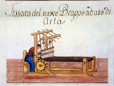 羊毛を織ること。1807.ミラノ州立大学アーカイブ 作： Italian School