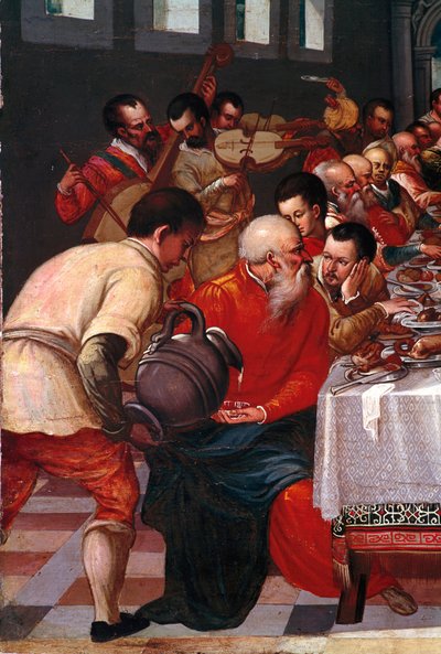 カナの婚礼 詳細ヴェネツィア派の無名の絵画。16世紀 日85x118 cm ベニス、コレール美術館 作： Italian School