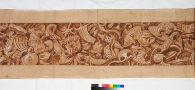 アンティークの後の3つのドローイング、c.1750（黒いチョークのかすかな表示の上に茶色のウォッシュで強調されたブラシのドローイング） 作： Italian School