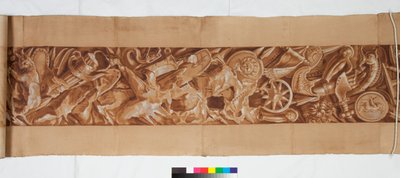 アンティークの後の3つのドローイング、c.1750（黒いチョークのかすかな表示の上に茶色のウォッシュで強調されたブラシのドローイング） 作： Italian School