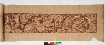 アンティークの後の3つのドローイング、c.1750（黒いチョークのかすかな表示の上に茶色のウォッシュで強調されたブラシのドローイング） 作： Italian School