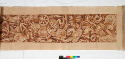 アンティークの後の3つのドローイング、c.1750（黒いチョークのかすかな表示の上に茶色のウォッシュで強調されたブラシのドローイング） 作： Italian School