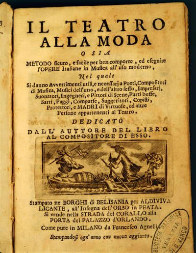 ベネデット・マルチェッロによる「Teatro della Moda」のタイトルページ（リトグラフ版 作： Italian School