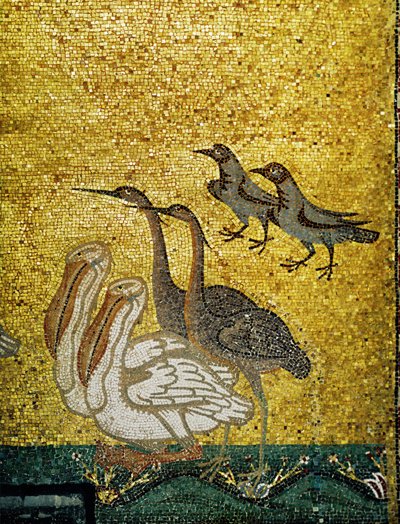 様々な鳥...（モザイク画） 作： Italian School