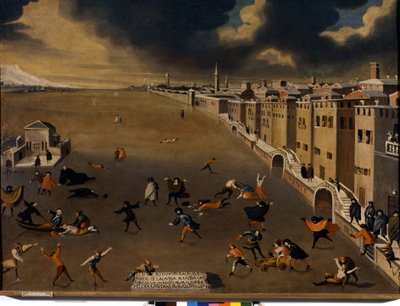 ヴェネツィア18世紀のフォンダメンタ・ヌオーヴェの近所にある凍ったラグーン。ベニス、Pinacoteca Querini - Stampalia。 作： Italian School