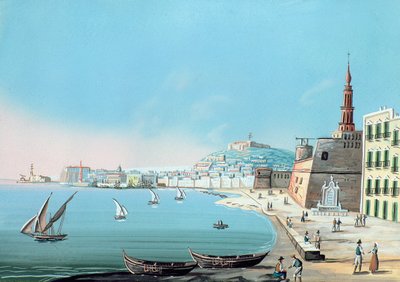 カーマインからのナポリの眺め、c.1845 作： Italian School