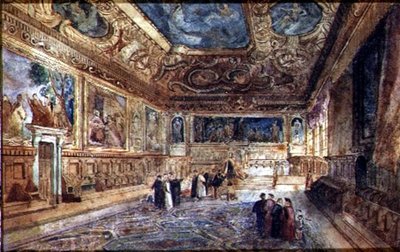 ヴェネツィア王宮内部の眺め 1840年頃 （水彩・ベラム） 作： Italian School