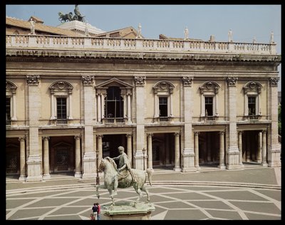 ヌオーヴォ宮殿とマルクスアウレリウスの騎馬像（西暦121〜180年）の眺め 作： Italian School