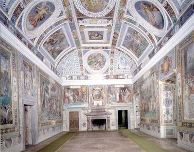 オノフリオ・パンヴィニオが考案し、タッデオ(1529-66)とフェデリコ・ズッカーロ(1540-1609)がフレスコ画を描いた「ファルネーゼの輝きの広間」の眺め 1557-83年（フレスコ画 作： Italian School
