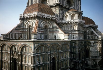フィレンツェ大聖堂（ドゥオモ・サンタ・マリア・デル・フィオーレ）の後陣の眺め。14-15世紀、イタリア、フィレンツェ 作： Italian School
