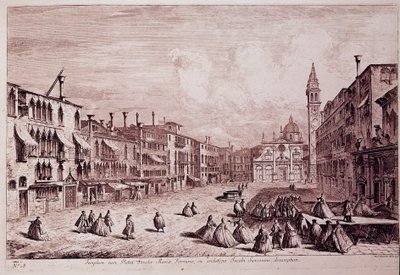ヴェネツィアのサンタ・マリア・フォルモサ教会の広場の眺め ミケーレ・マリエスキ（1710-1743）の「Magnificentiores Selectioresque Urbis Venetiarum Prospectus」からのエングレーヴィング 1741年 ヴェネツィア、Museo Correr 作： Italian School