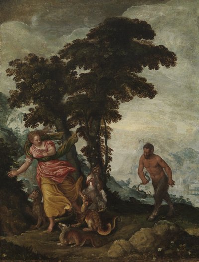 副によって追求された美徳、c.1570-1600（キャンバスに油彩） 作： Italian School