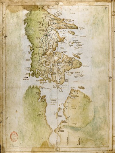 世界地図、ポルトラン アトラス、ヴェスコンテ デ マッジョーロ 作： Italian School