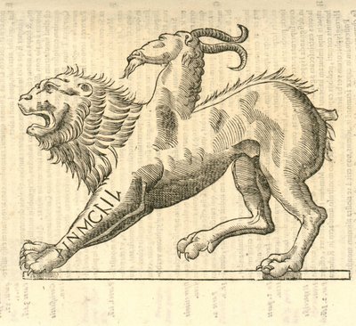 特定のカザコバエモンスターの歴史、1642年からの巨大なChimaeraのイラスト 作： Italian School